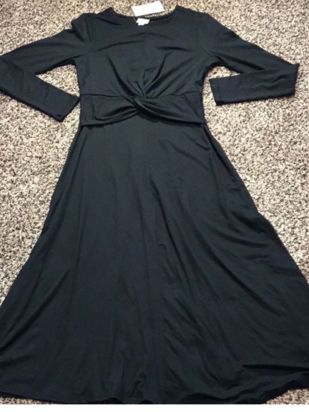 A New Day Long Sleeve Black Twist-Front A-Line Women's Dress Size S | NWOT